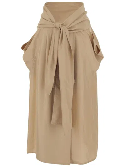 Carven Wide-fit Silk Skirt With Knot Closure