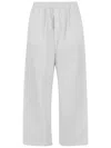 Carven Wide Leg Cotton Pants With Elasticized Waistband In White
