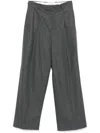 Carven Tailored Wide-leg Trousers In Anthracite Grey Wool In Grey