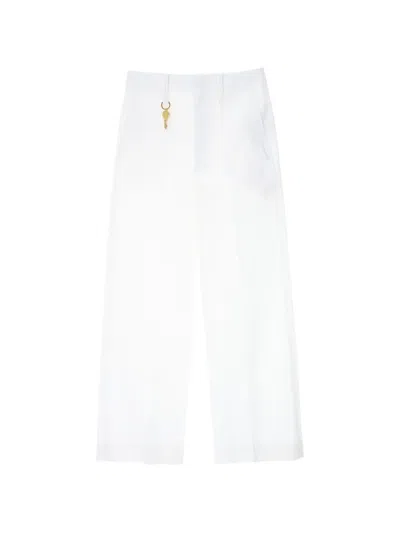 Carven Wide Straight-leg Trousers In White