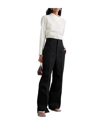 Carven Wide-leg Twill Pants In Black