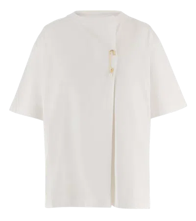 Carven Women Beige Round Neck T-shirt, Xs Luxury T-shirts For Women Darveys In Neutral