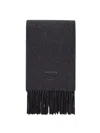 Carven Luxurious Wool Scarf Featuring Fringed Edges In Gray