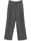 Carven Tailored Wide-leg Trousers In Anthracite Grey Wool In Gray
