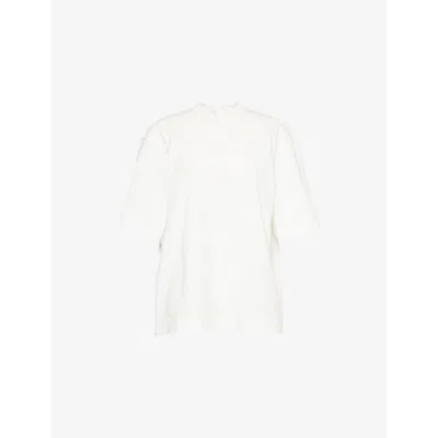 Carven Womens Orchid Foulard Draped Self-tie Cotton-jersey T-shirt In White