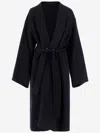 Carven Wool And Cashmere Wrap Coat In Blue