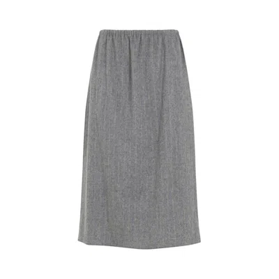 CARVEN WOOL BLEND MIDI SKIRT WITH CAMEL STRIPE DESIGN