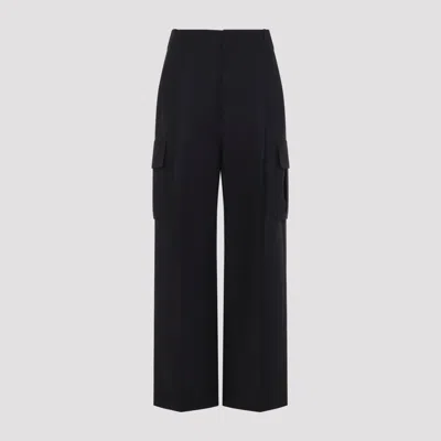 Carven High-rise Wide-leg Cargo Pants In Wool And Silk In Black