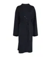 Carven Wrap-around Blue Wool-cashmere Blend Coat In Black