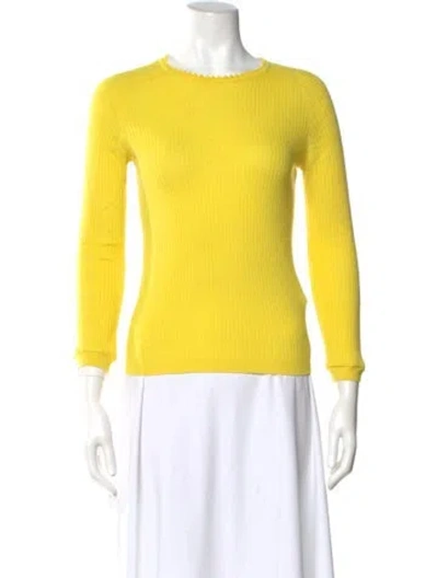 Pre-owned Carven Wool Crew Neck Sweater In Yellow