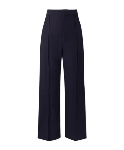 Carven Wool Flared Pants In Blue