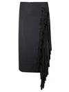 Carven Wool Fringed Skirt In Black