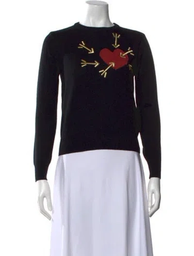 Pre-owned Carven Wool Graphic Print Sweater In Black
