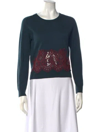 Pre-owned Carven Wool Graphic Print Sweater In Green