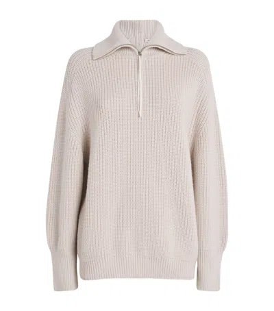 Carven Wool Half-zip Sweater In White