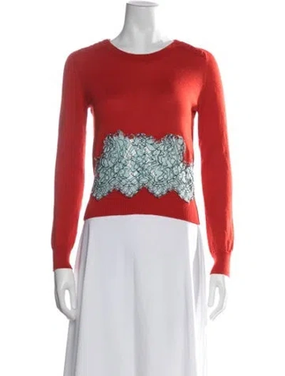 Pre-owned Carven Wool Lace Pattern Sweater In Red
