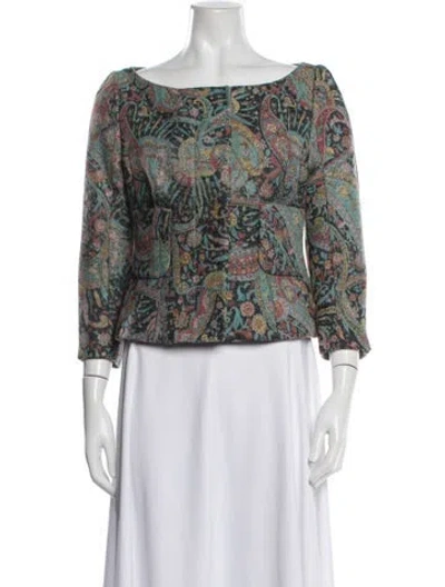 Pre-owned Carven Wool Paisley Print Jacket In Green