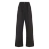Carven Wide-leg Wool Trousers With Elastic Waistband And Buttoned Details In Black