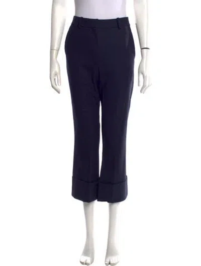 Pre-owned Carven Wool Straight Leg Pants In Blue