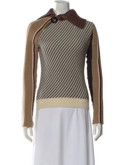 Pre-owned Carven Wool Striped Sweater In Neutral