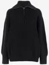 Carven Wool Zip-up Sweater In Black