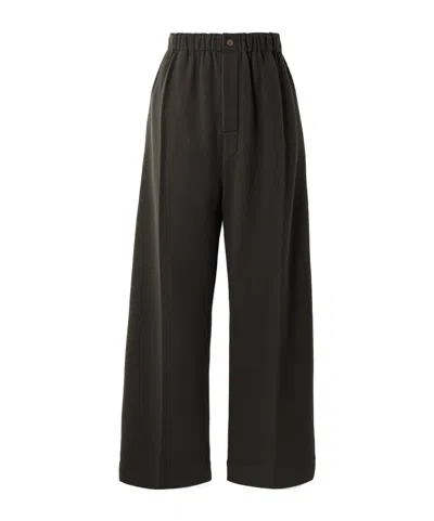 Carven Wool-felt Wide-leg Pants In Black