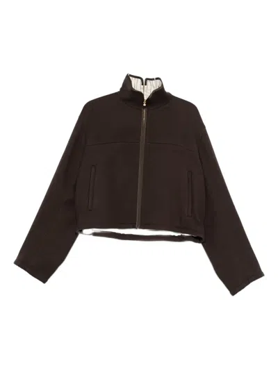 Carven Zip-up Wool Jacket In Brown