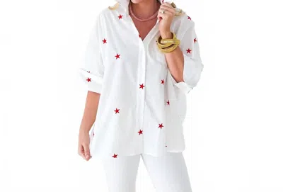 Caryn Lawn Abby Swing Star Top In White/red In Multi