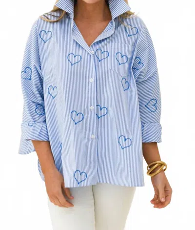 Caryn Lawn Abby Swing Top In Blue Stripe