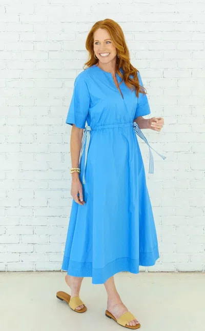 Caryn Lawn Ali Midi Dress In Blue