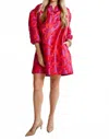 Caryn Lawn Asher Jacquard Dress In Red Pink In Pink