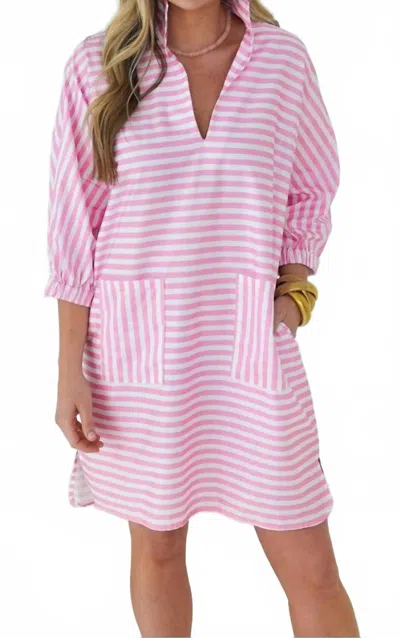 Caryn Lawn Betsy Dress In Pink Stripe In Multi