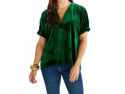 Caryn Lawn Betsy Forest Top In Velvet In Green