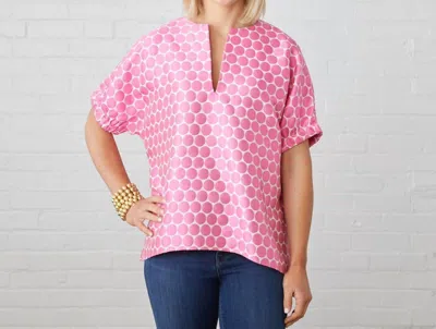 Caryn Lawn Betsy Jacquard Polkadot Top In Pink