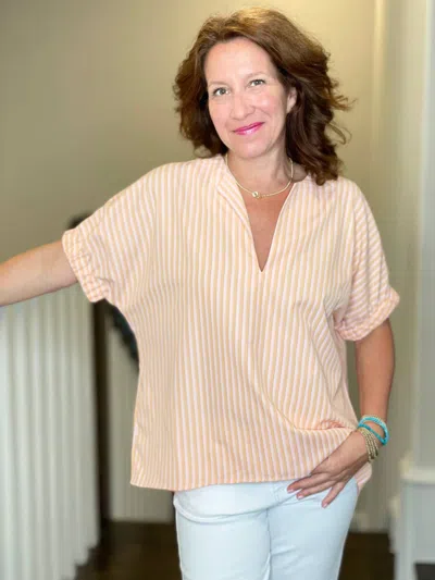 Caryn Lawn Betsy Ribbon Stripe Top In Sherbet In Multi