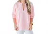 Caryn Lawn Betsy Top In Gingham Baby Pink In Pink