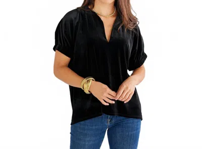 Caryn Lawn Betsy Velvet Top In Black