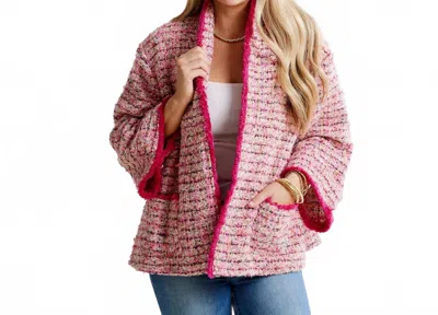 Caryn Lawn Bridget Tweed Jacket In Multi Pink
