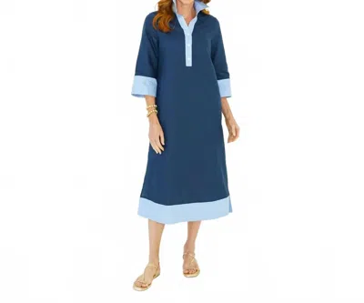 Caryn Lawn Carrie Long Dress In Navy In Blue