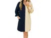 Caryn Lawn Carter Contrast Mini Dress In Navy And Khaki In Brown