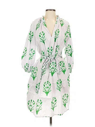 Pre-owned Caryn Lawn Casual Dress In White