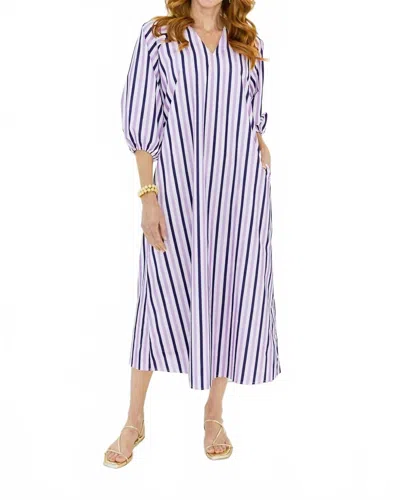 Caryn Lawn Coco Palm Beach Dress In Lavender/navy In White