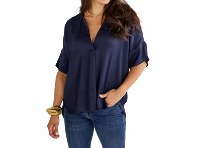 Caryn Lawn Elizabeth Collared Top In Navy In Blue