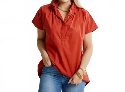 Caryn Lawn Emily Blouse Top In Burnt Orange In Multi