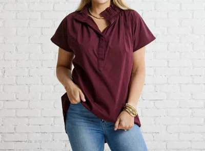 Caryn Lawn Emily Top In Maroon In Multi