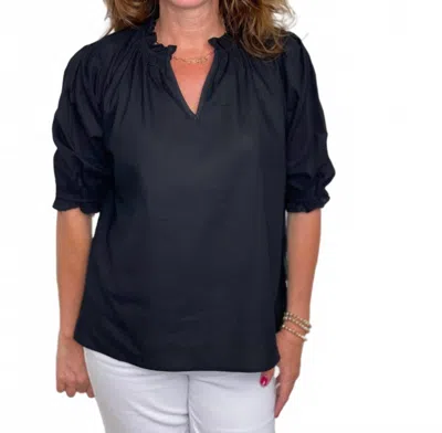 Caryn Lawn Erin Top In Black In Blue