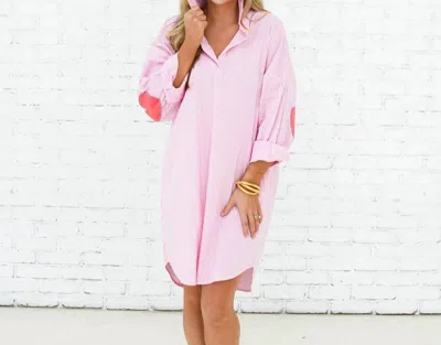 Caryn Lawn Heart Stripe Preppy One Size Dress In Pink