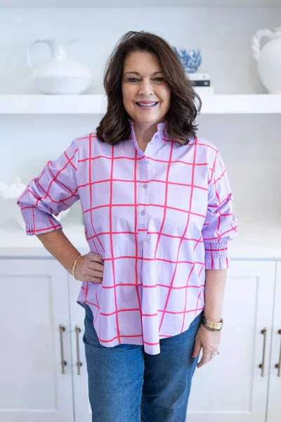 Caryn Lawn Kimberly Park Top In Lavender And Red In Purple