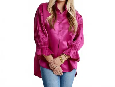 Caryn Lawn Kimberly Pleated Top In Wine In Pink