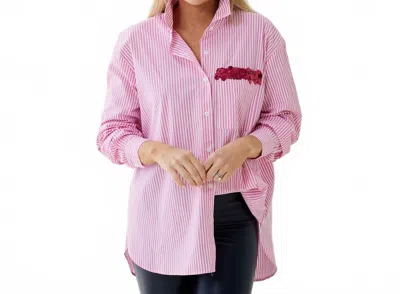 Caryn Lawn Lawn Sparkle Top In Pink Stripe